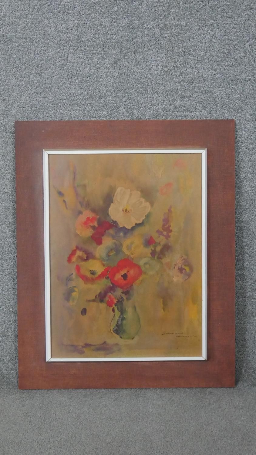 Two framed and glazed coloured prints. One Mid-century, depicting a vase of flowers, signed in plate - Image 2 of 10