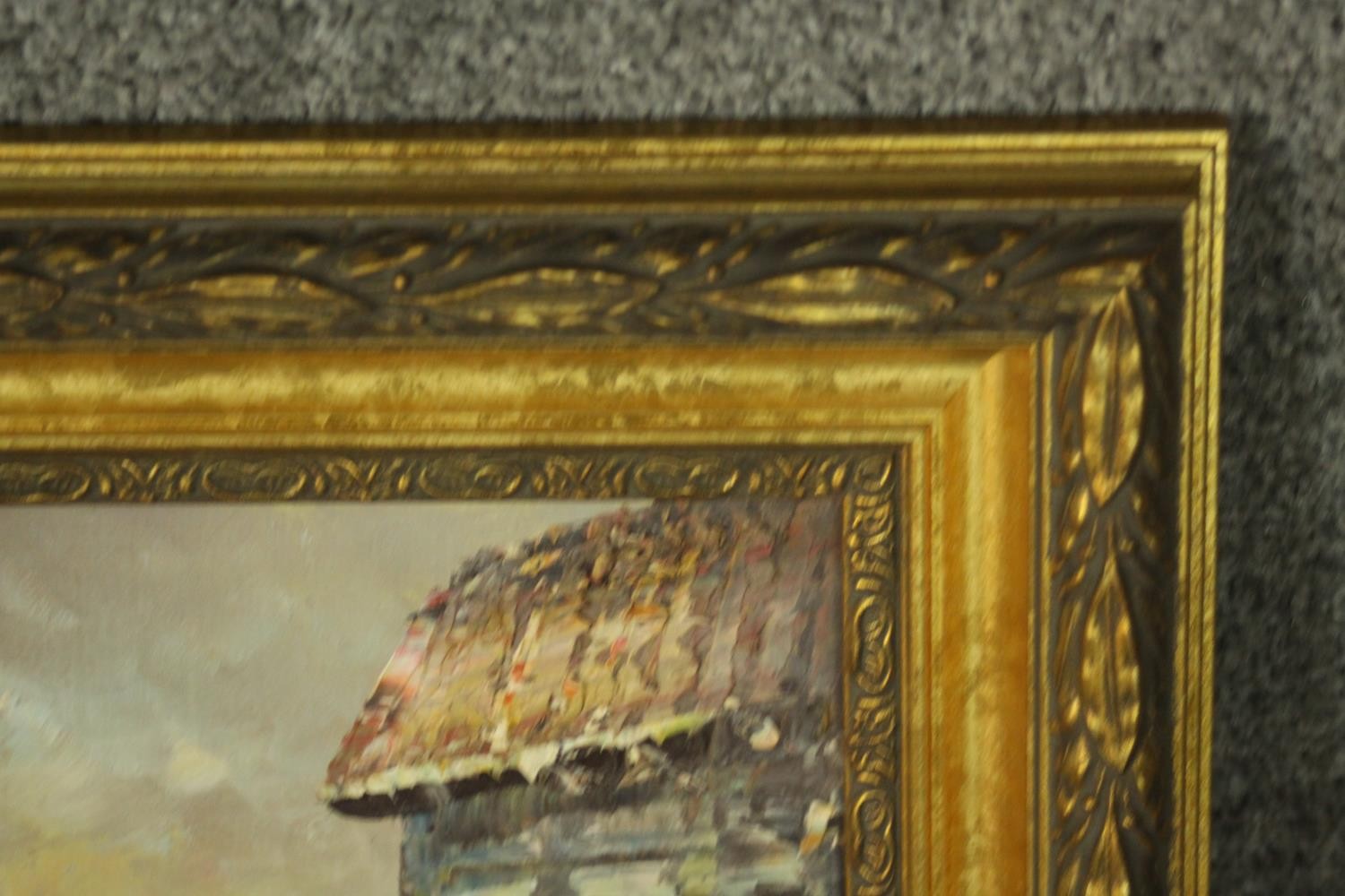 A circa 1960's oil on board depicting a harbour scene with sailing boats, signed Barton lower - Image 3 of 4