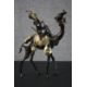 A West African hand made bronze sculpture from Burkina Faso of a camel and rider. Blackened to - Image 1 of 6