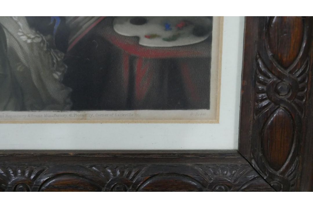 A framed and glazed 18th century hand coloured engraving of a female in smart dress. Published - Image 4 of 5