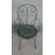 A set of three wrought iron garden chairs, with scrollwork to the back and arms, on a circular - Image 2 of 5