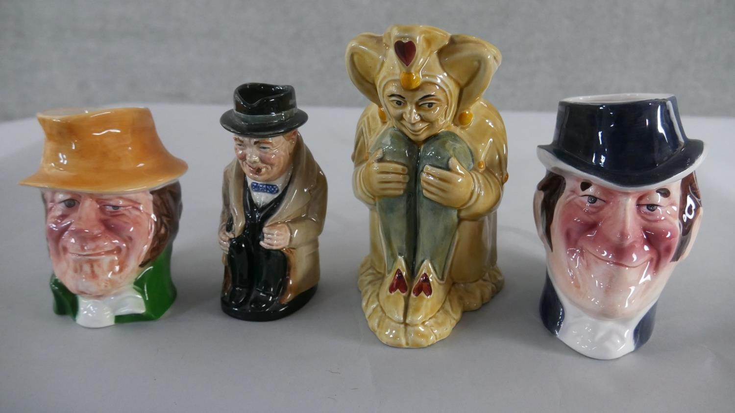 Eight early 20th century hand painted ceramic Toby jugs, various characters and makers. H.28 W. - Image 3 of 3