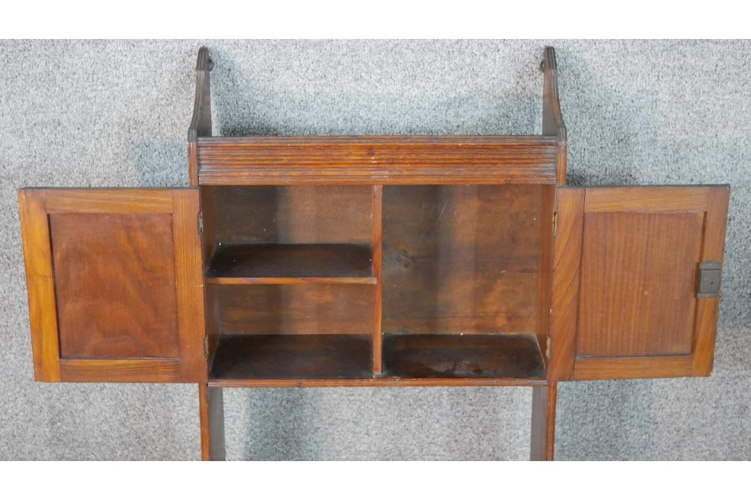 A late Victorian wall mounted cabinet, with two cupboard doors over an undertier, together with a - Image 7 of 11