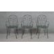 A set of three wrought iron garden chairs, with scrollwork to the back and arms, on a circular - Image 1 of 5