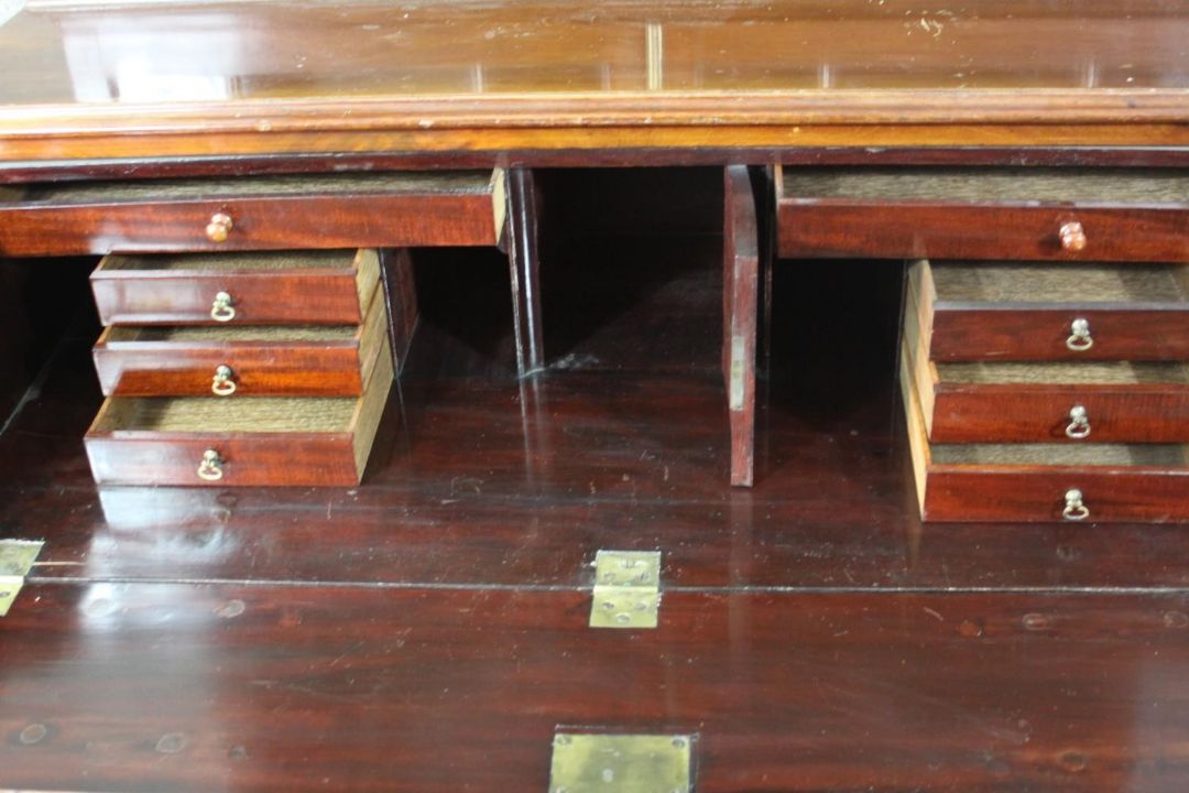 A Chippendale style mahogany secretaire bookcase, with a blind fret cornice over a pair of - Image 8 of 24