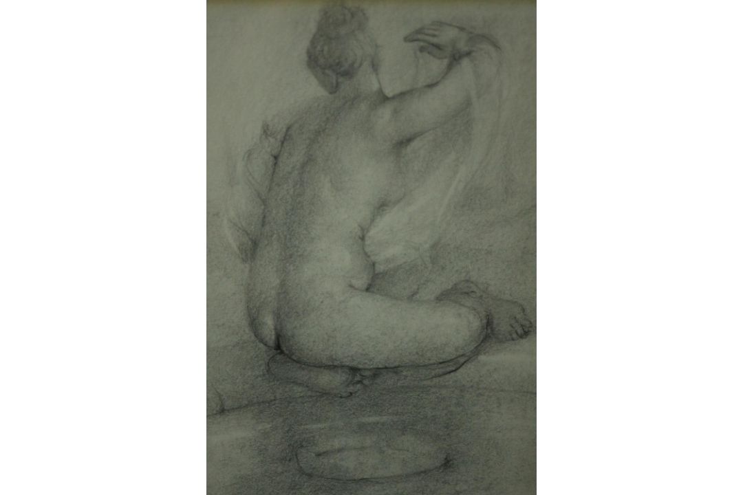 Ricardo Cinalli (b.1948), a framed and glazed pencil drawing, Renaissance style nude study, signed - Image 1 of 4
