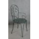 A set of three wrought iron garden chairs, with scrollwork to the back and arms, on a circular - Image 5 of 5