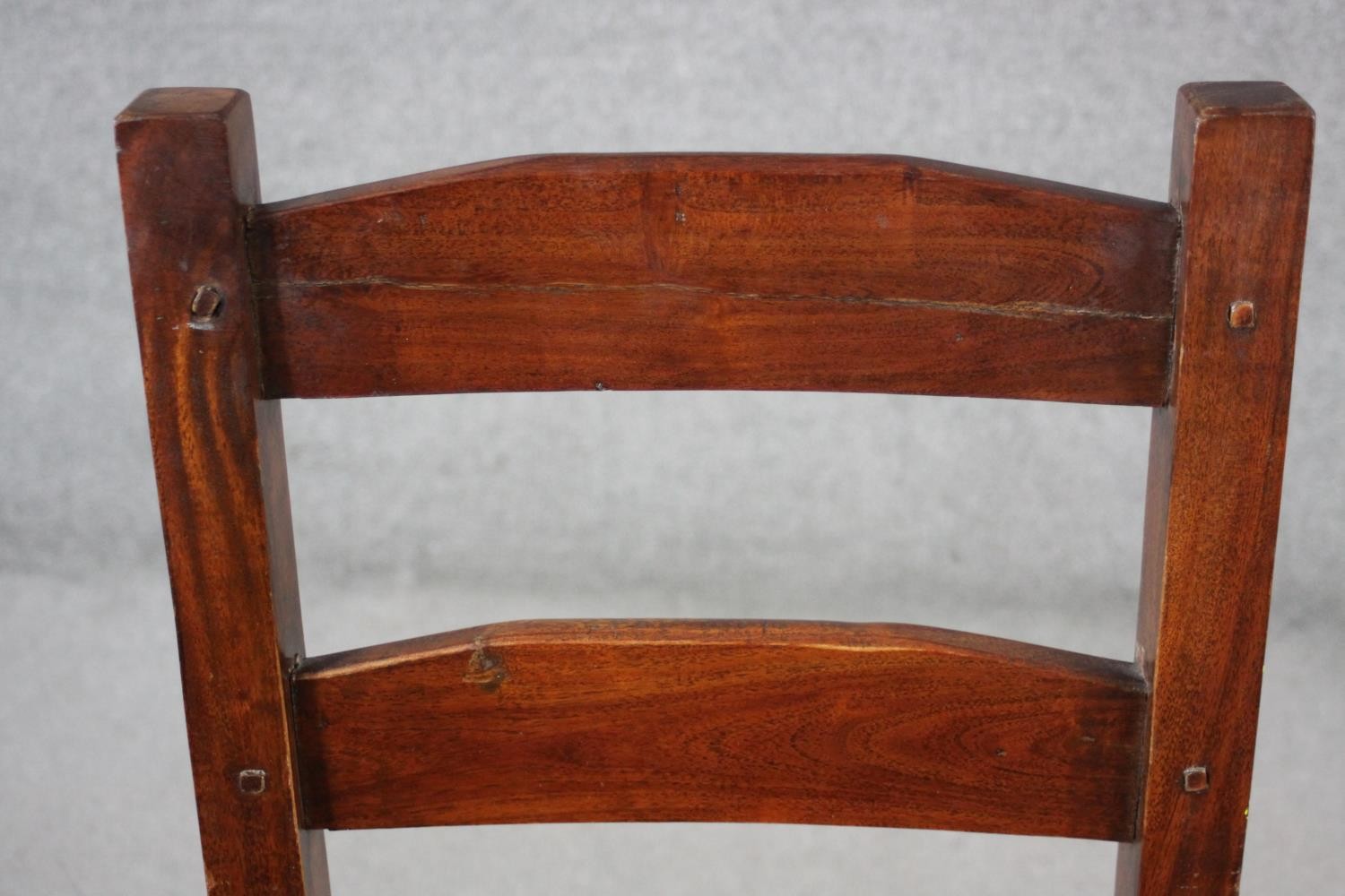 A set of eight mango wood ladder back dining chairs, the legs joined by H stretchers. - Image 11 of 11