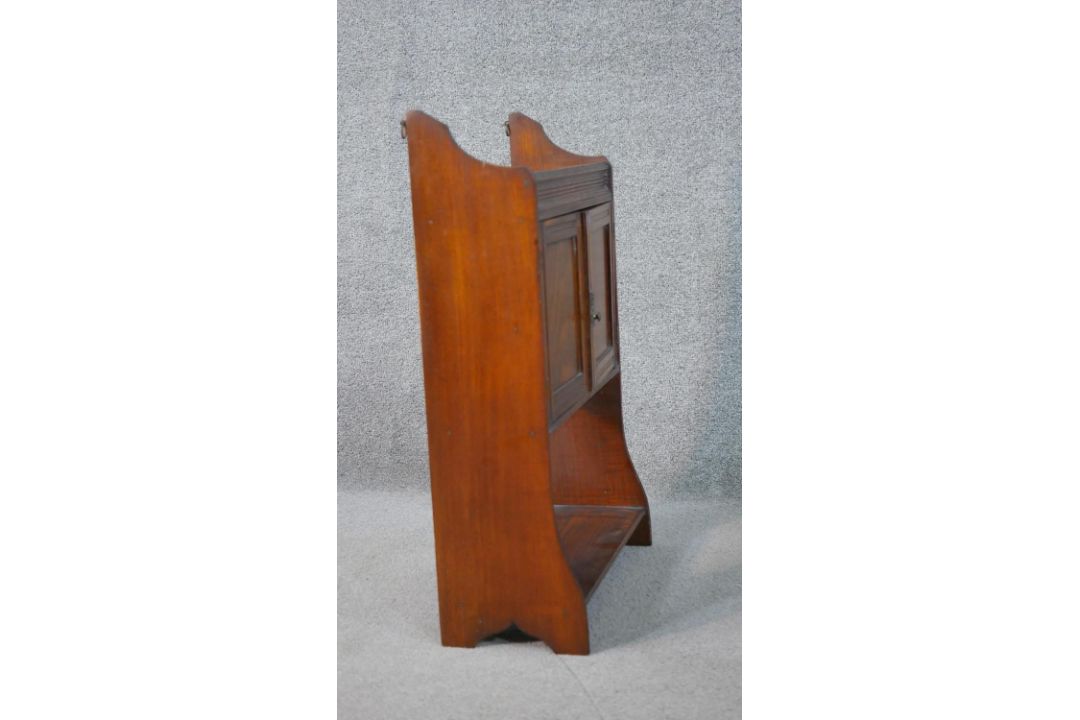 A late Victorian wall mounted cabinet, with two cupboard doors over an undertier, together with a - Image 10 of 11