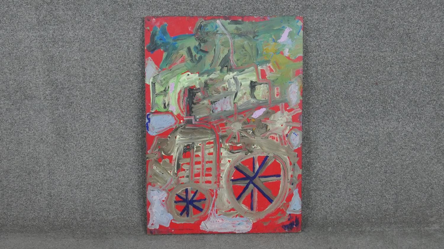 A double sided abstract oil on board. Unsigned. H.47 W.48cm - Image 4 of 7