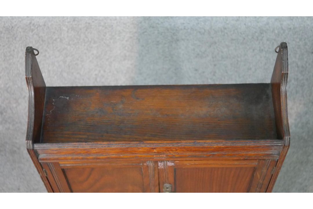 A late Victorian wall mounted cabinet, with two cupboard doors over an undertier, together with a - Image 11 of 11
