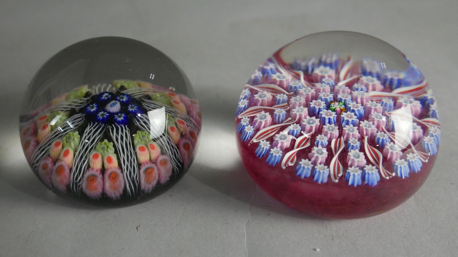 Three art glass lamp work paper weights and a pinched design Murano glass vase. - Image 4 of 4
