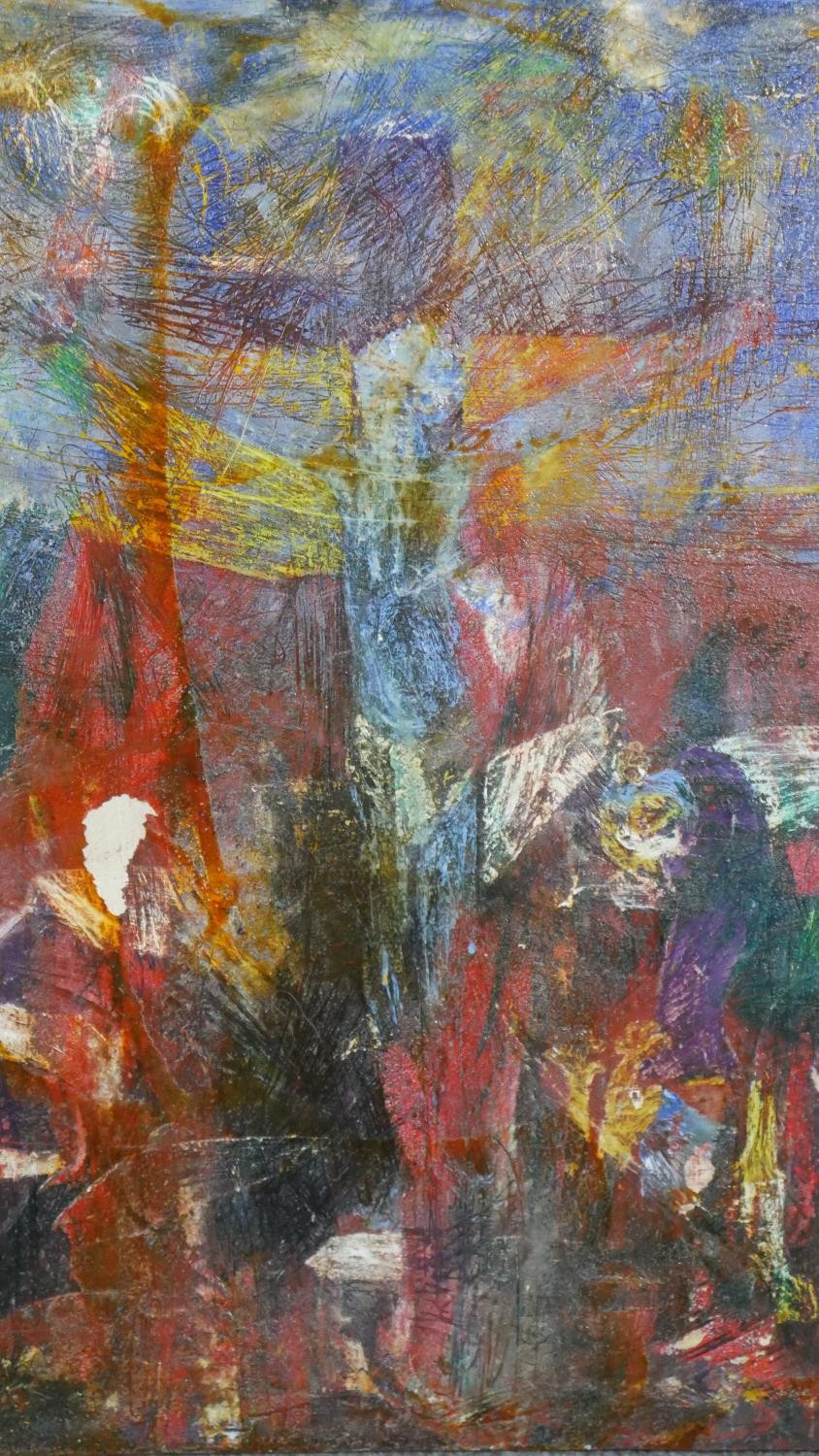 A double sided abstract oil on board. Unsigned. H.47 W.48cm