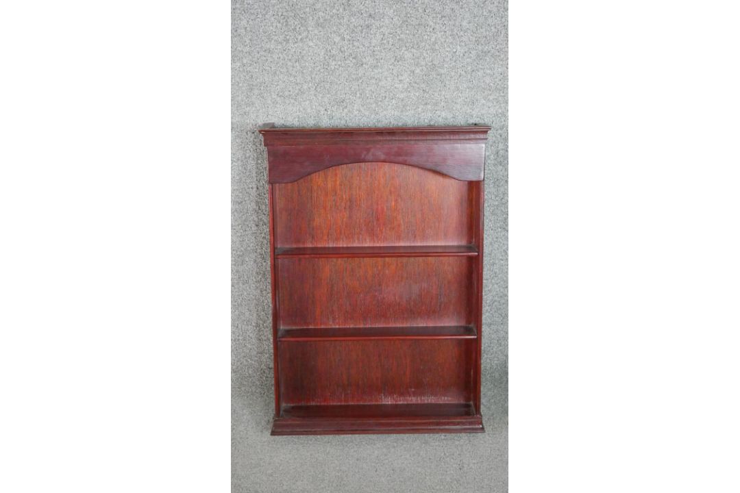 A late Victorian wall mounted cabinet, with two cupboard doors over an undertier, together with a - Image 2 of 11