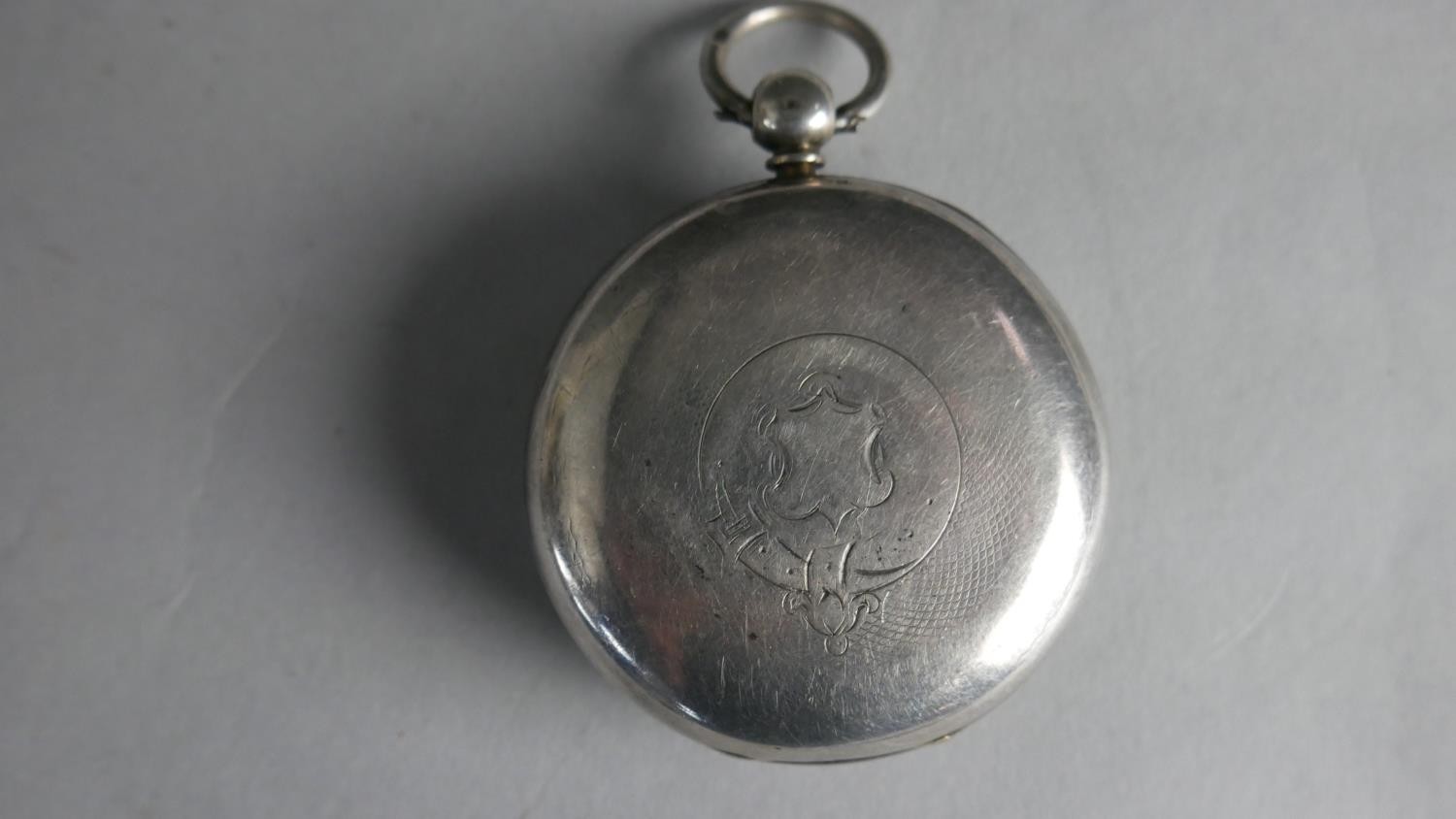 A Victorian silver gentleman's pocket watch with white enamel dial and black Roman numerals. ( - Image 2 of 5