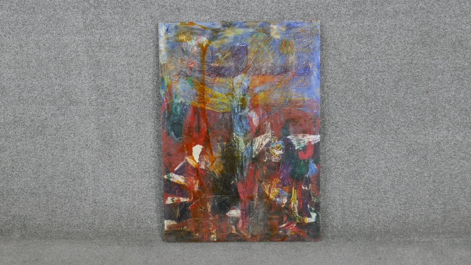 A double sided abstract oil on board. Unsigned. H.47 W.48cm - Image 3 of 7