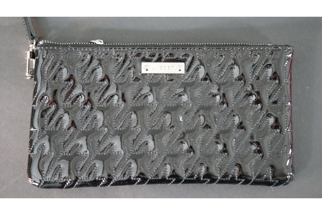 Two vintage bags with dust bags. A black geometric design Jaeger clutch bag and a Bally black - Image 2 of 13
