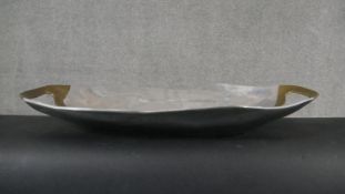 David Marshall: a cast brass and aluminium 'brutalist' two-handled tray. L.58 W.30cm