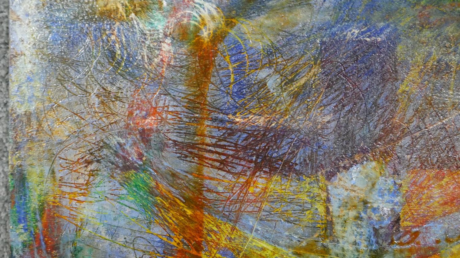 A double sided abstract oil on board. Unsigned. H.47 W.48cm - Image 6 of 7