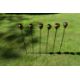 A set of six stainless steel plant stake garden sculptures with rustic rose heads. H.90cm 80-120 - Image 2 of 6