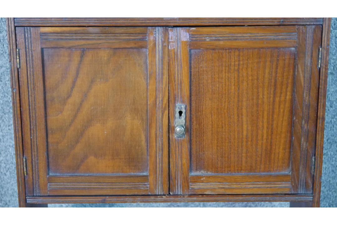 A late Victorian wall mounted cabinet, with two cupboard doors over an undertier, together with a - Image 8 of 11