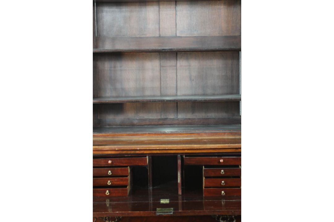 A Chippendale style mahogany secretaire bookcase, with a blind fret cornice over a pair of - Image 12 of 24