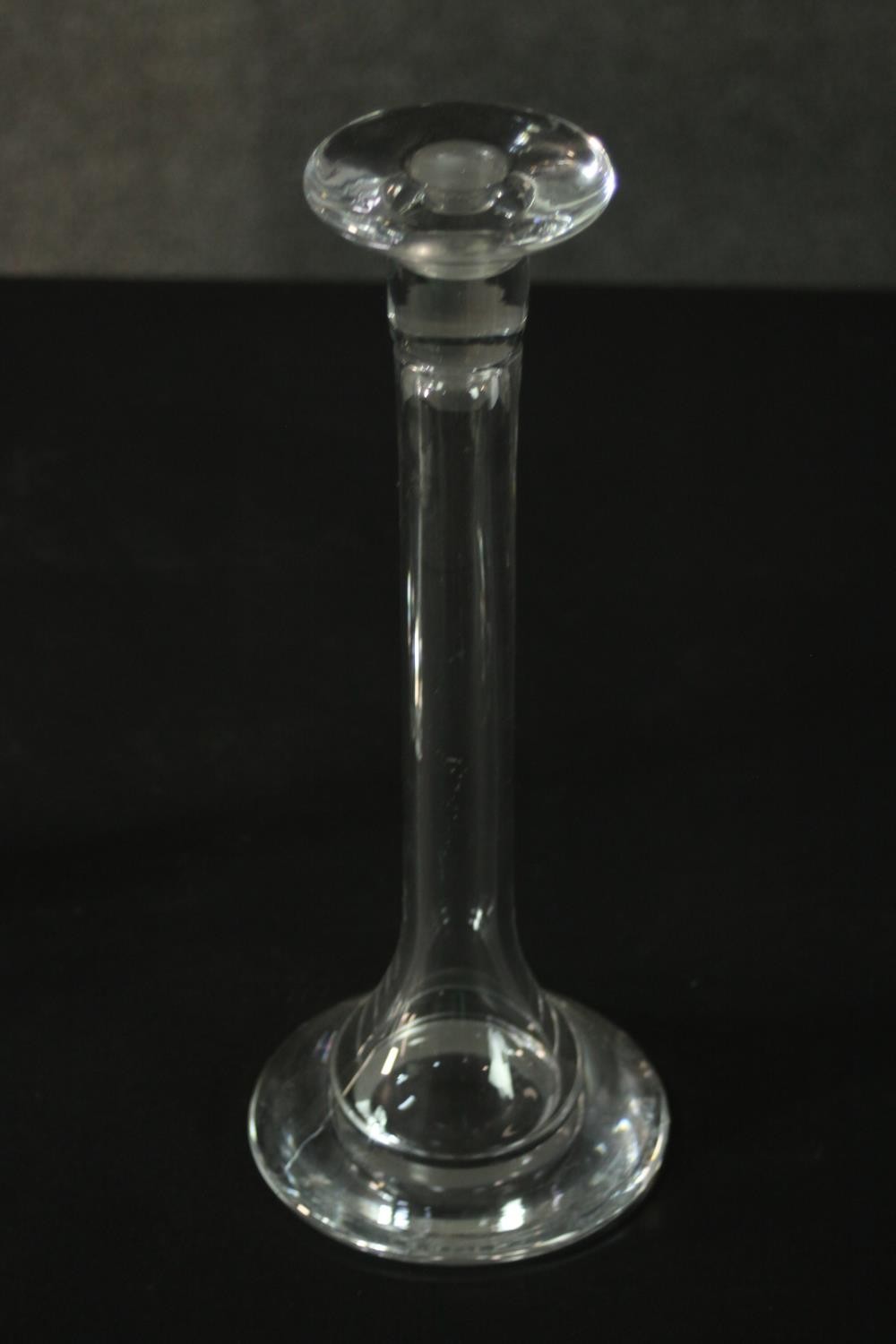 A pair of blown glass candlesticks with conical bases. H.30cm. - Image 4 of 5