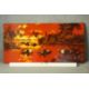 Oil on board, Asian fishermen with boats and pagoda in background at sunset, indistinctly signed. - Image 2 of 5