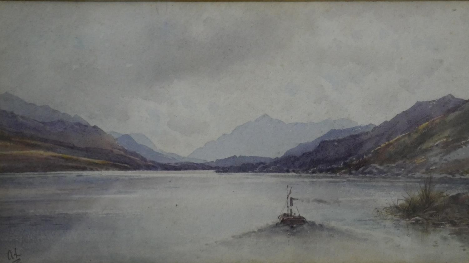 A collection of five 19th century watercolors, three of landscapes , one of a herbaceous border - Image 13 of 16