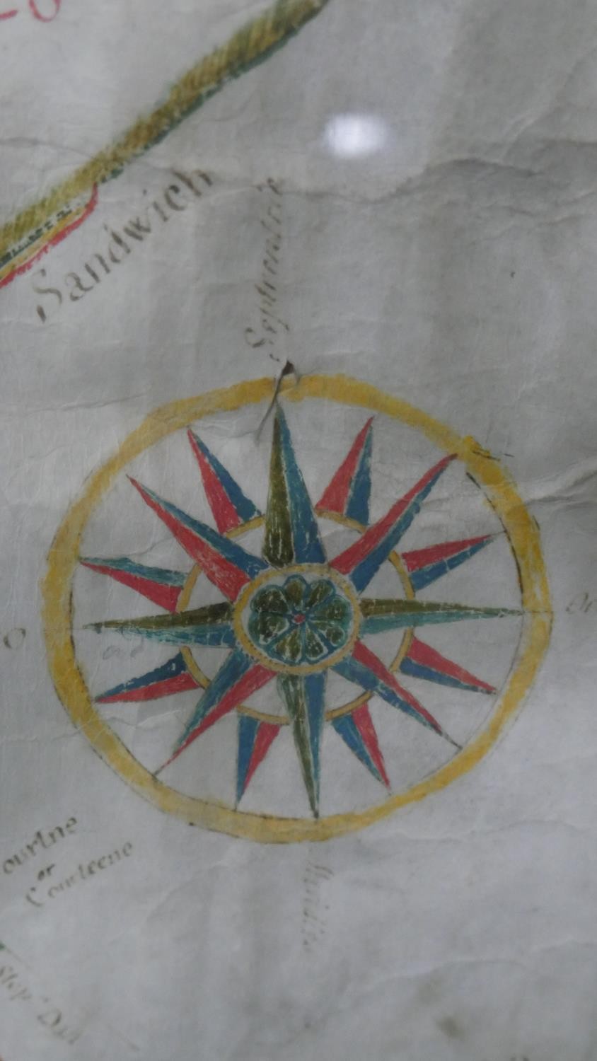 A framed and glazed 17th century hand drawn map showing the land owned by the Manor of Grove, with - Image 6 of 6