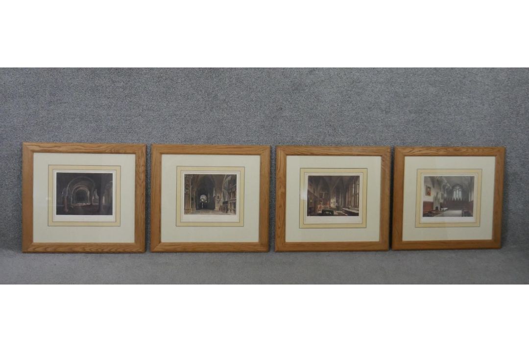 Four framed and glazed 19th century hand coloured engravings: Chapter House, Christ Church - Image 1 of 18
