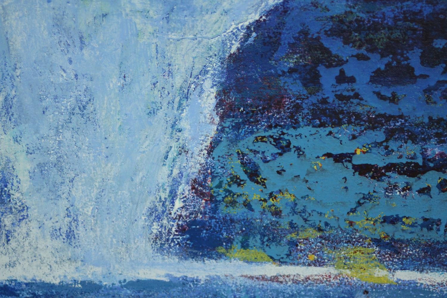 Adrian Hemming (b 1945), 'Slow Wave Breaking' oil on canvas, titled, signed and dated '99 verso. H. - Image 8 of 9
