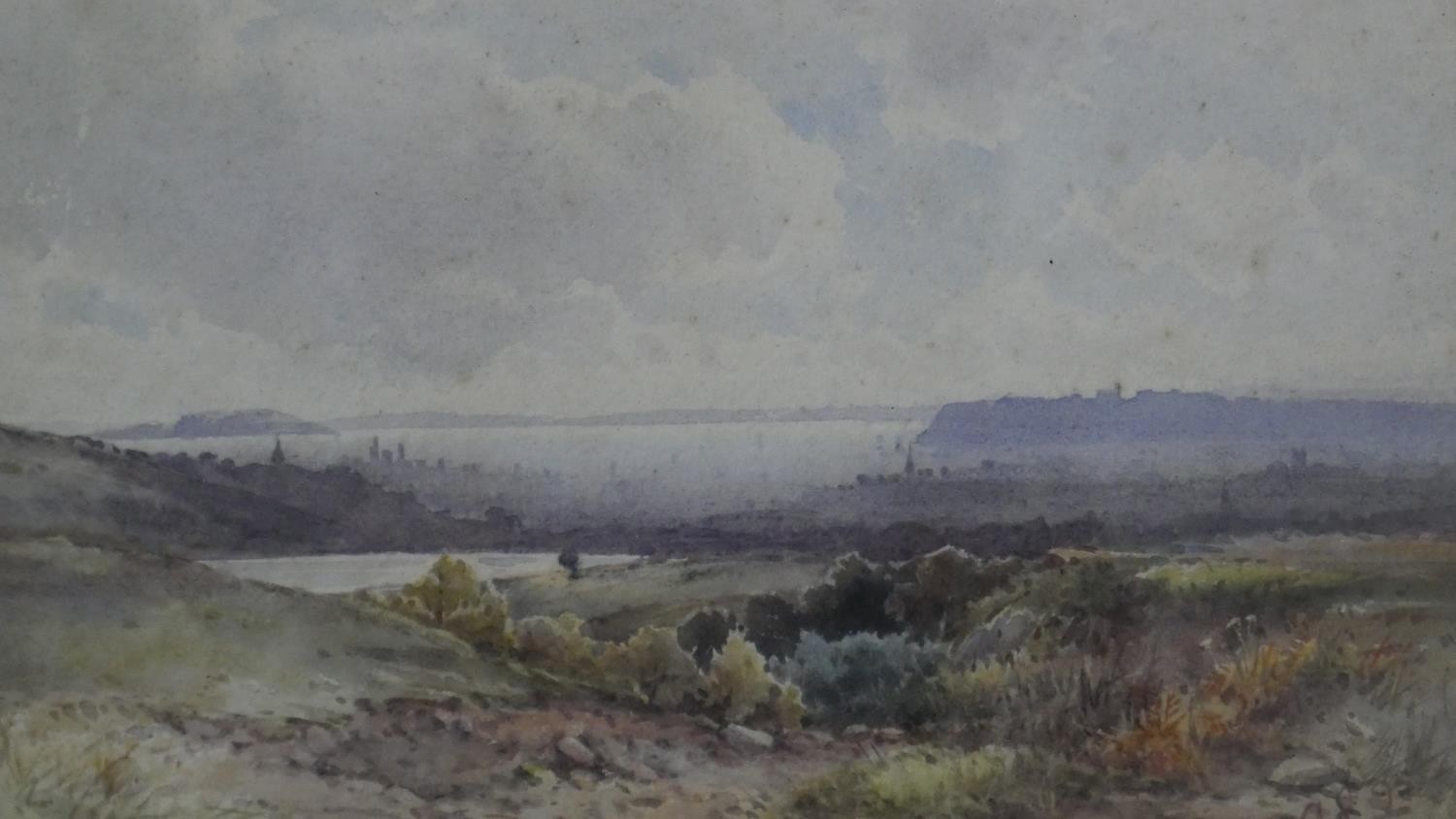 A collection of five 19th century watercolors, three of landscapes , one of a herbaceous border - Image 15 of 16