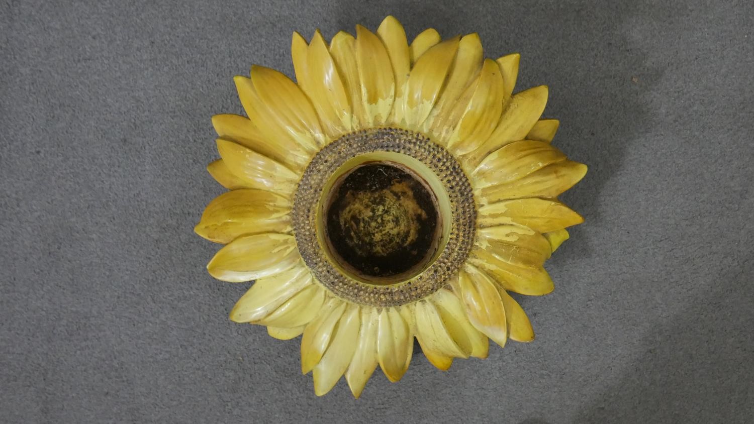 Delphin Massier-A large 19th century French Art Nouveau hand painted majolica sunflower planter, - Image 7 of 11