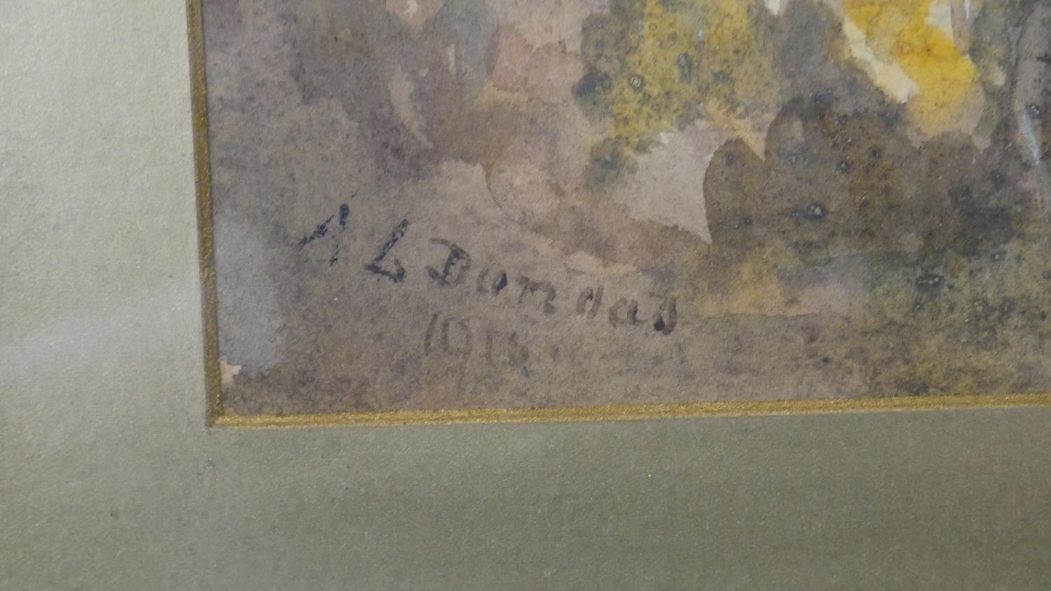 A collection of five 19th century watercolors, three of landscapes , one of a herbaceous border - Image 7 of 16