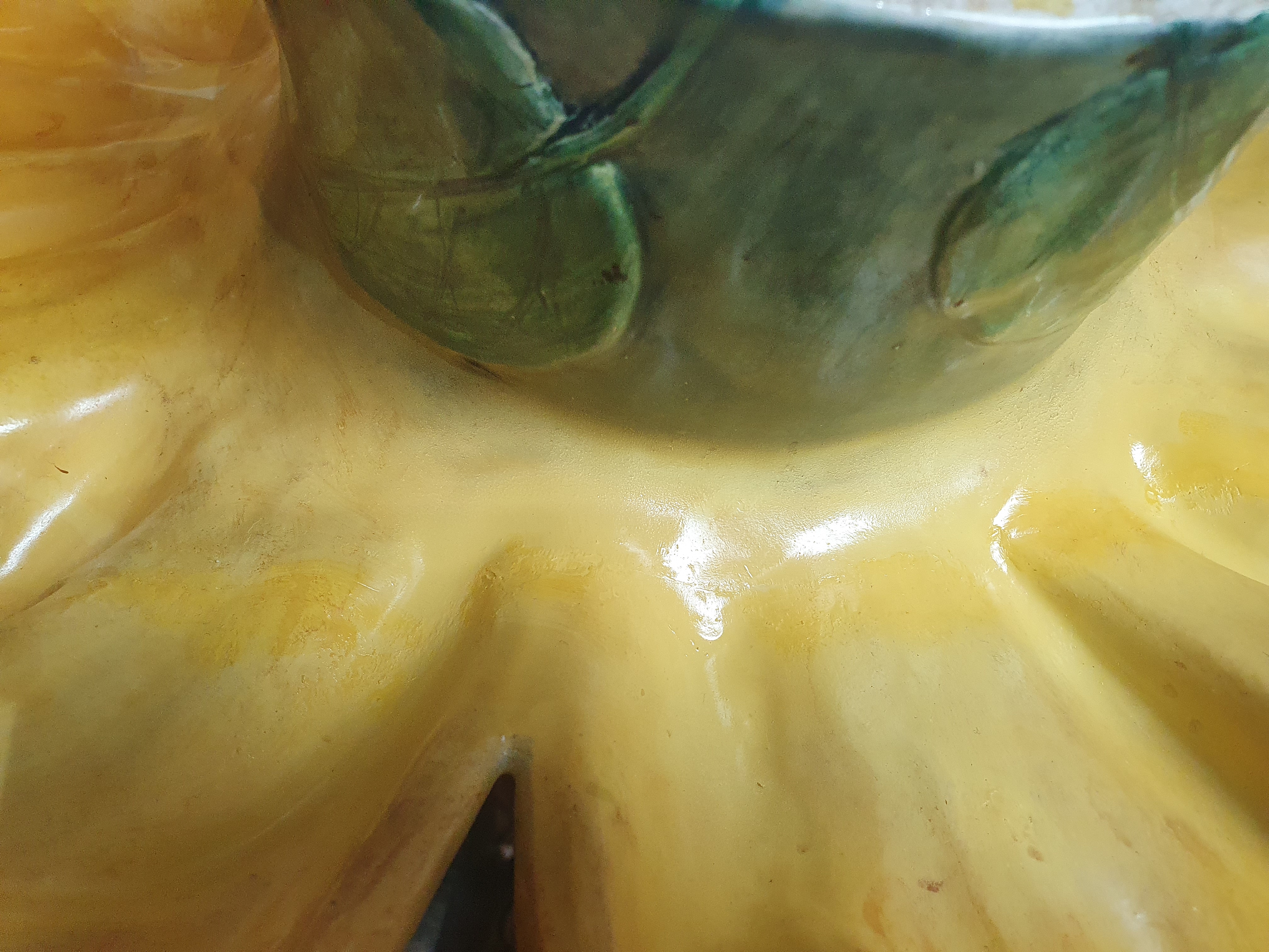 Delphin Massier-A large 19th century French Art Nouveau hand painted majolica sunflower planter, - Image 8 of 11