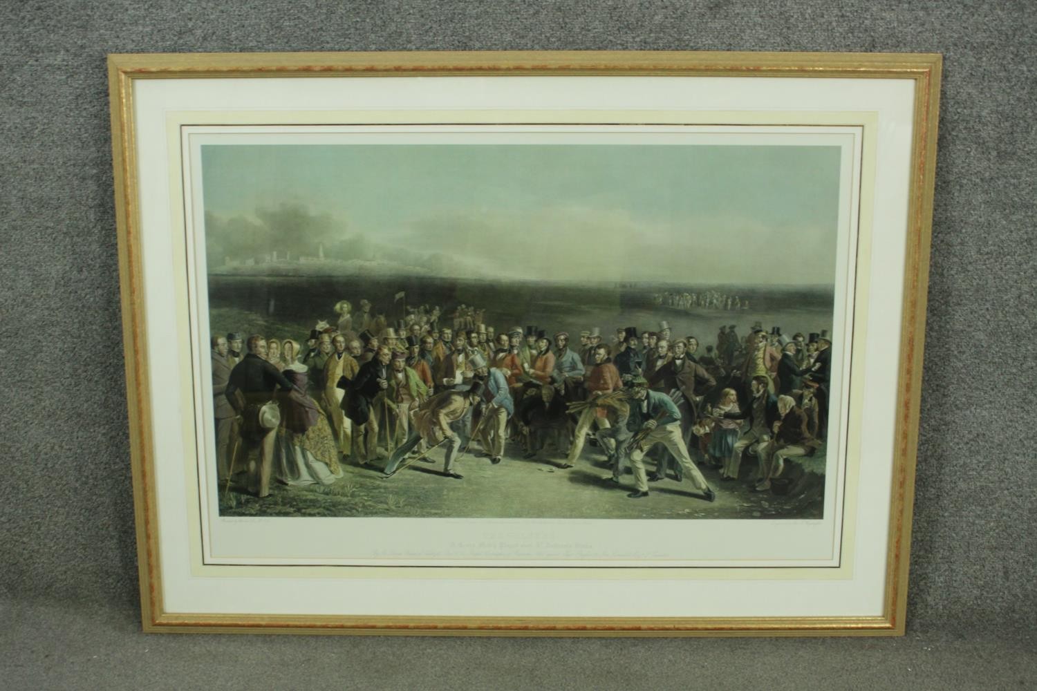 Charles E. Wagstaffe- Hand coloured engraving ,'The Golfers, A Grand Match Played Over St. Andrew' - Image 2 of 10