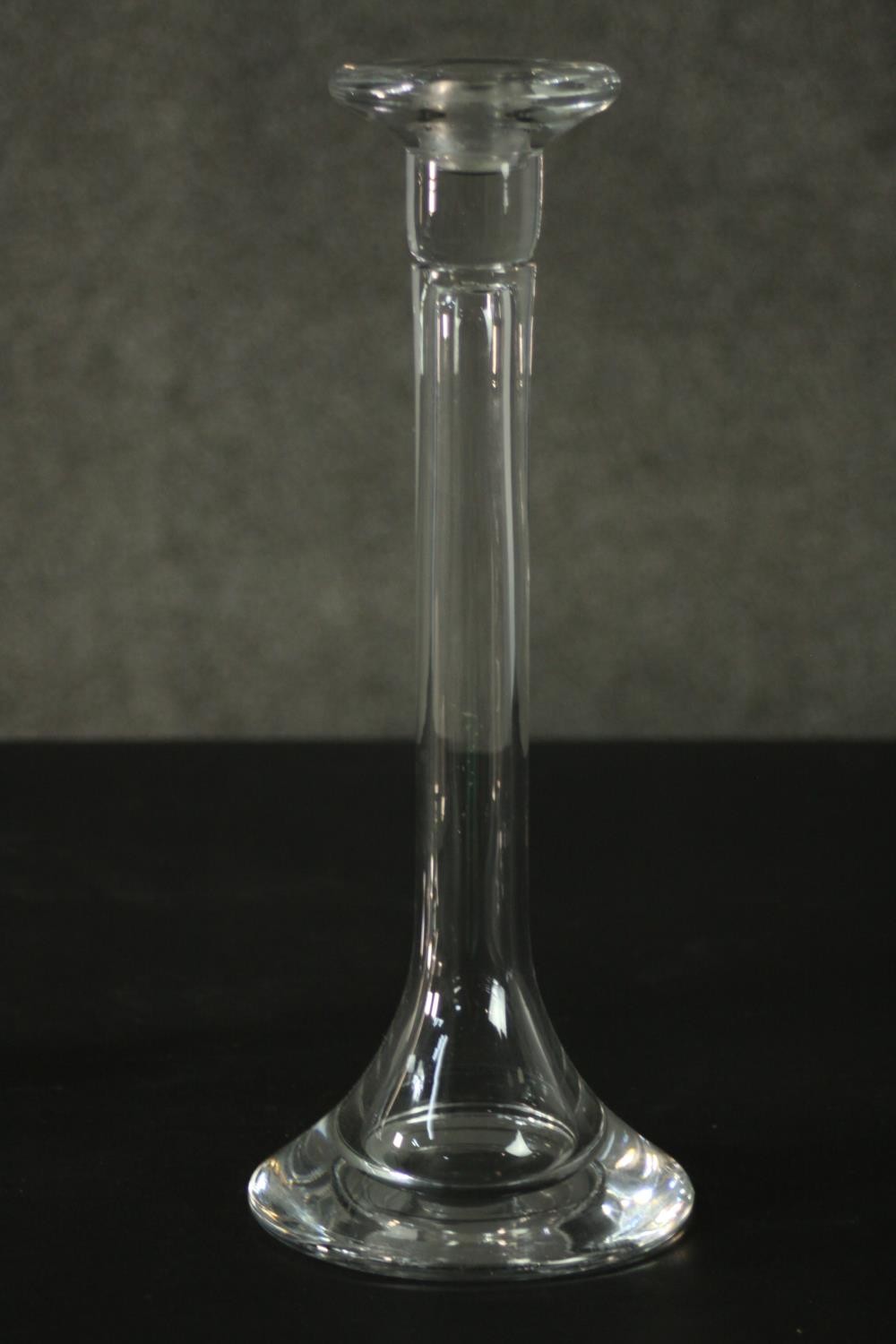 A pair of blown glass candlesticks with conical bases. H.30cm. - Image 3 of 5