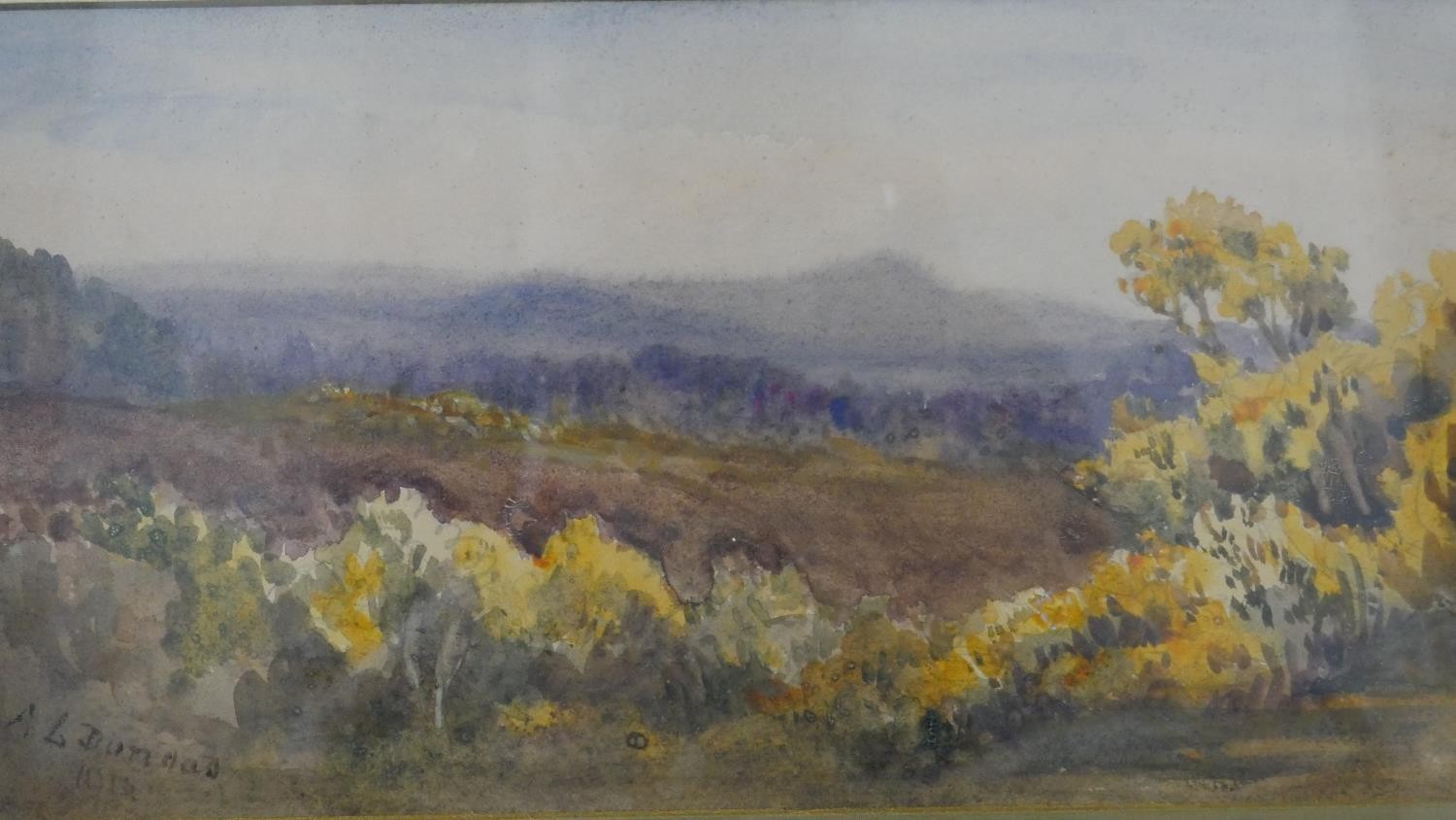 A collection of five 19th century watercolors, three of landscapes , one of a herbaceous border - Image 6 of 16