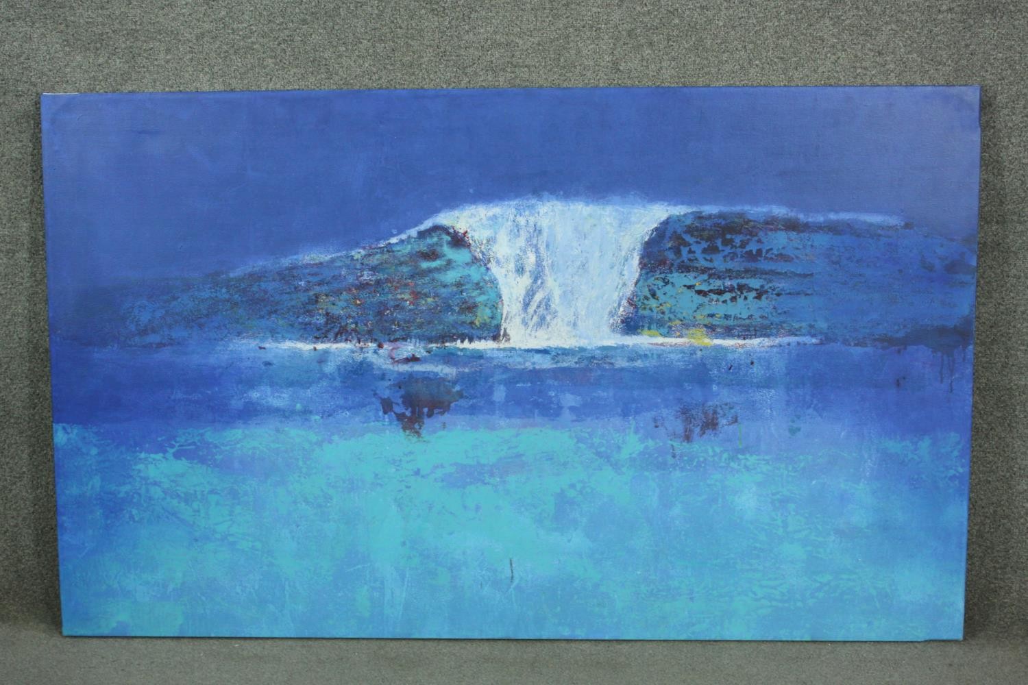 Adrian Hemming (b 1945), 'Slow Wave Breaking' oil on canvas, titled, signed and dated '99 verso. H. - Image 2 of 9