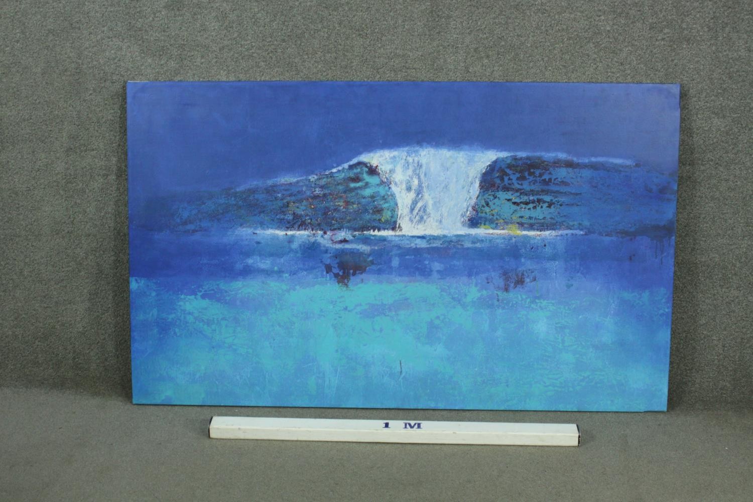 Adrian Hemming (b 1945), 'Slow Wave Breaking' oil on canvas, titled, signed and dated '99 verso. H. - Image 3 of 9