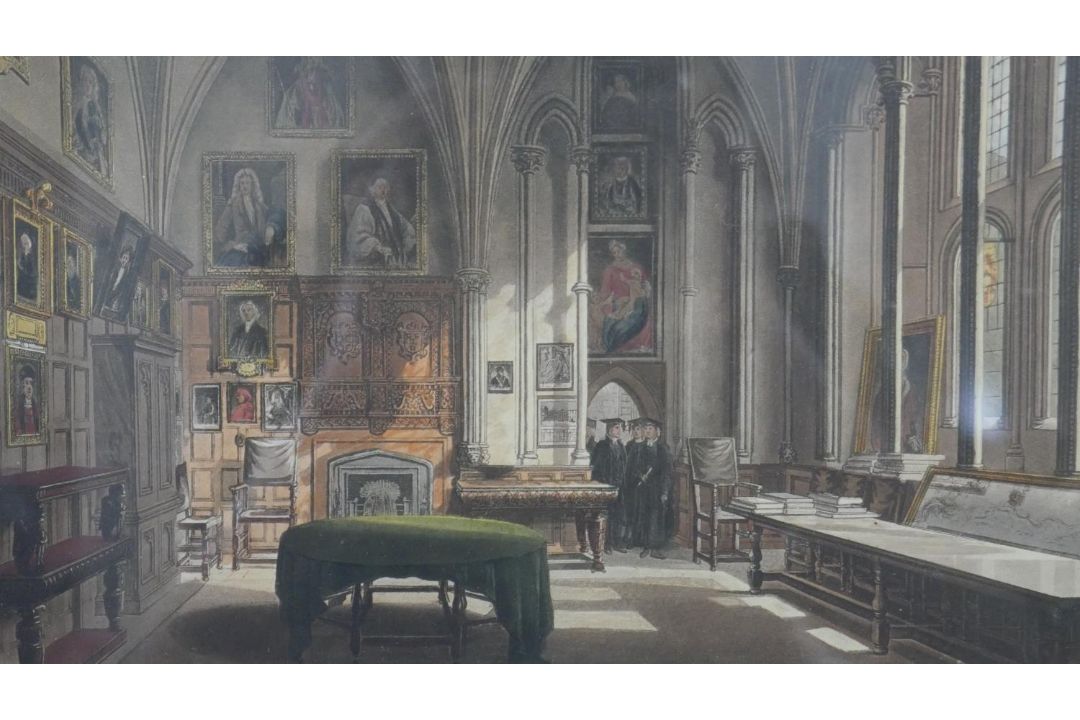 Four framed and glazed 19th century hand coloured engravings: Chapter House, Christ Church - Image 3 of 18