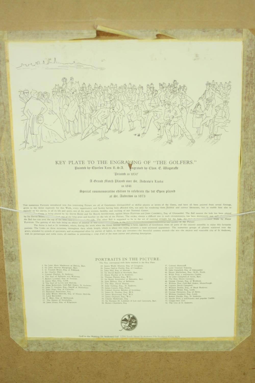 Charles E. Wagstaffe- Hand coloured engraving ,'The Golfers, A Grand Match Played Over St. Andrew' - Image 8 of 10