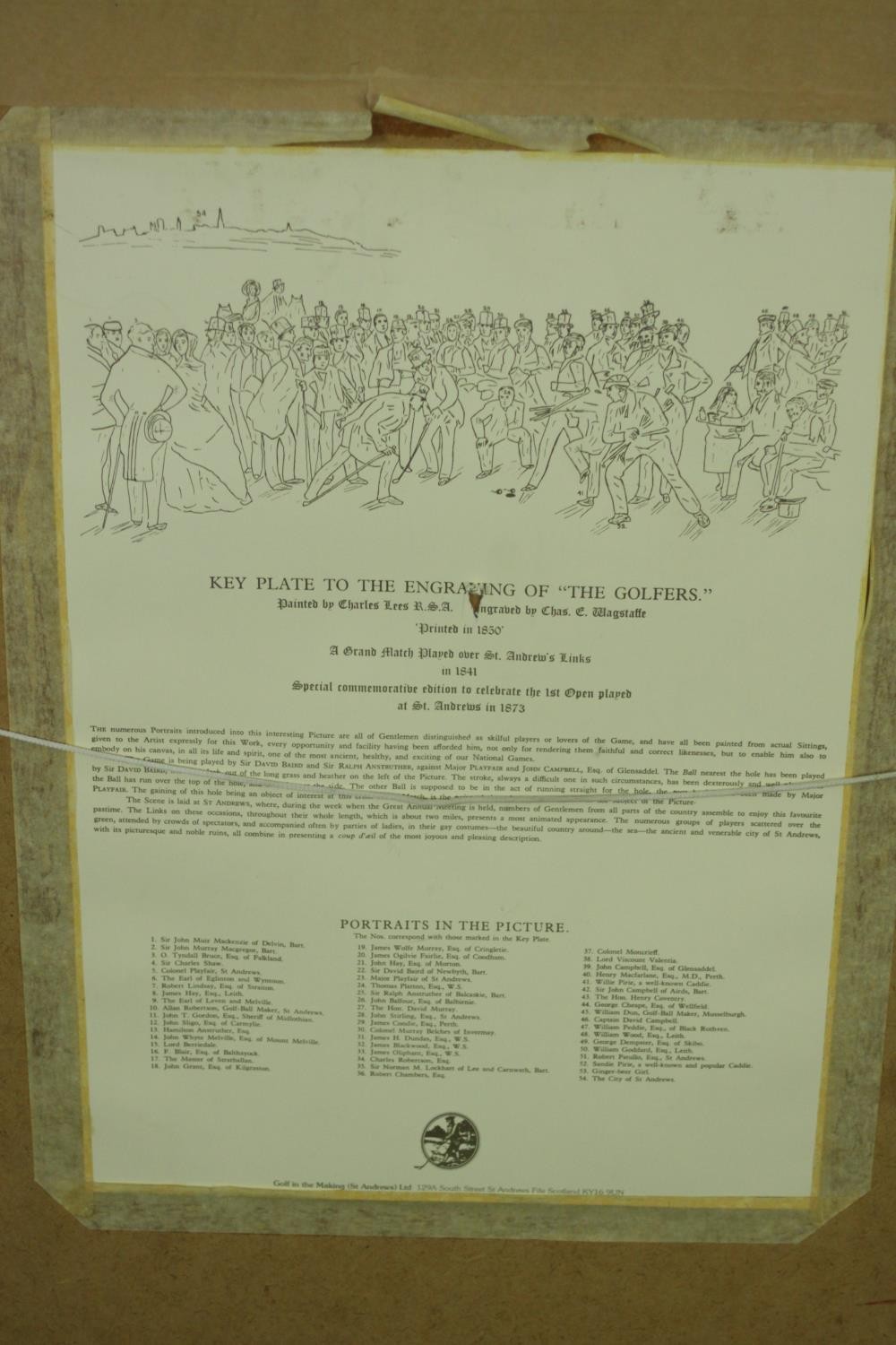 Charles E. Wagstaffe- Hand coloured engraving ,'The Golfers, A Grand Match Played Over St. Andrew' - Image 10 of 10