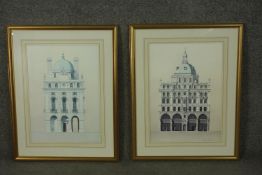 Andras Kaldor (Hungarian 1938-2022), 'County Fire Office', and 'Regent House', 1989, lithographs,