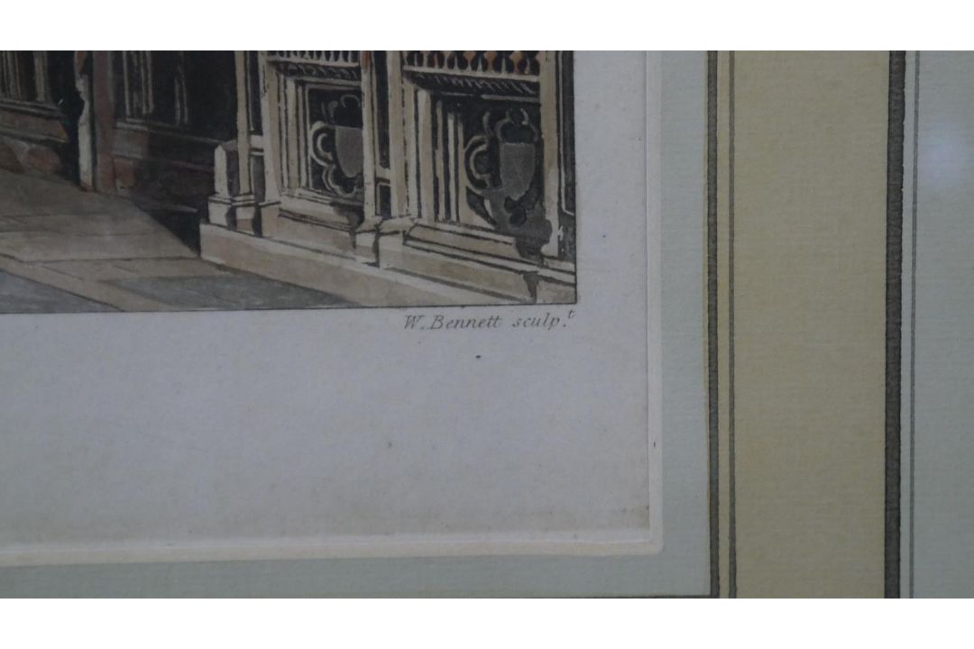 Four framed and glazed 19th century hand coloured engravings: Chapter House, Christ Church - Image 10 of 18