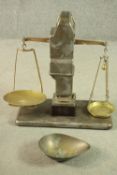 An Automatic Scale Co Ltd set of scales, weighing in drams, with blue enamelled circular badge. H.57