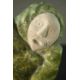 Aisa Amittu, Inuit, 1951, a carved green soapstone and granite drum dancer sculpture, with bone - Image 3 of 9