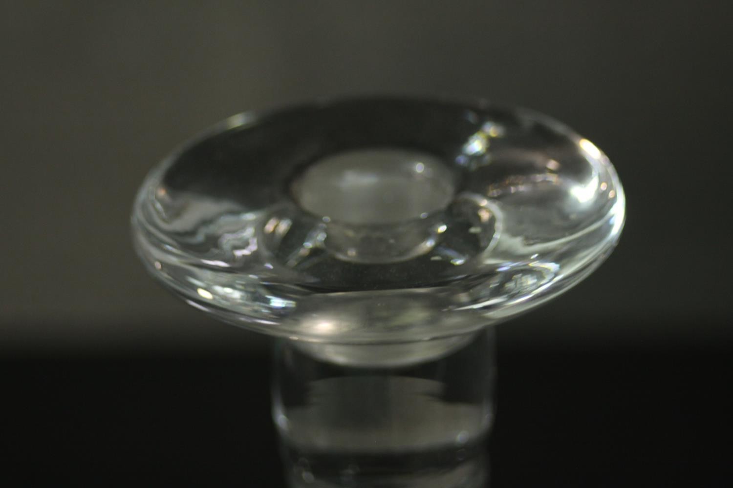 A pair of blown glass candlesticks with conical bases. H.30cm. - Image 5 of 5