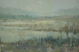 Chet Kalm (American 1925-2017), landscape, oil on canvas, signed lower right. H.64 W.75cm.